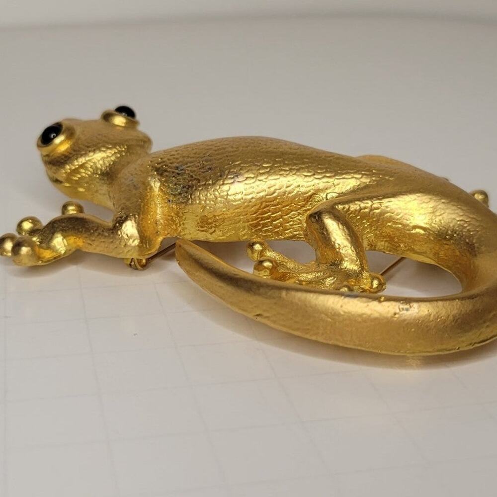 VintageVintage Gold Tone Gecko Lizard Brooch - Picture 7 of 12